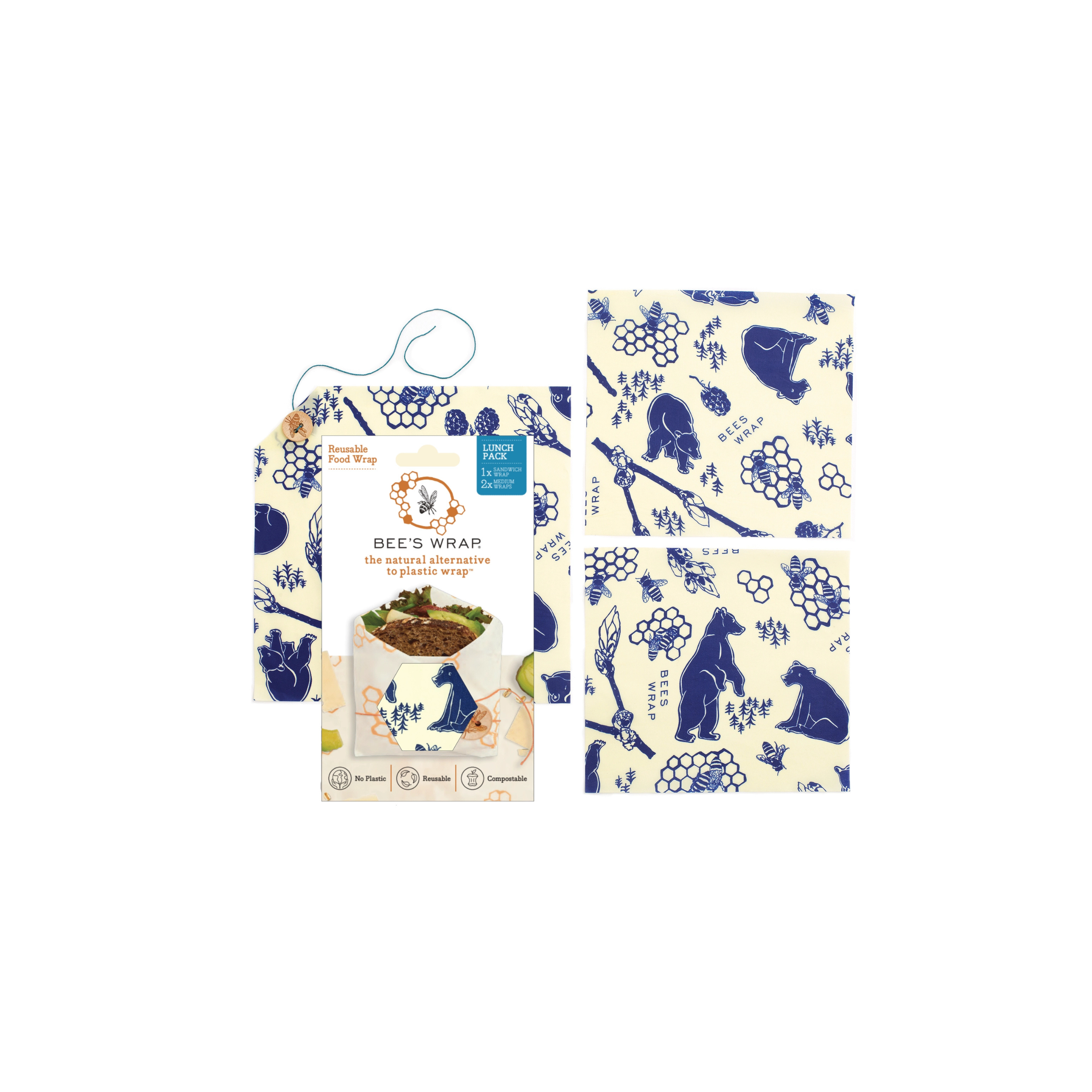 Bees' Wrap Lunch 3 Pack - Bears