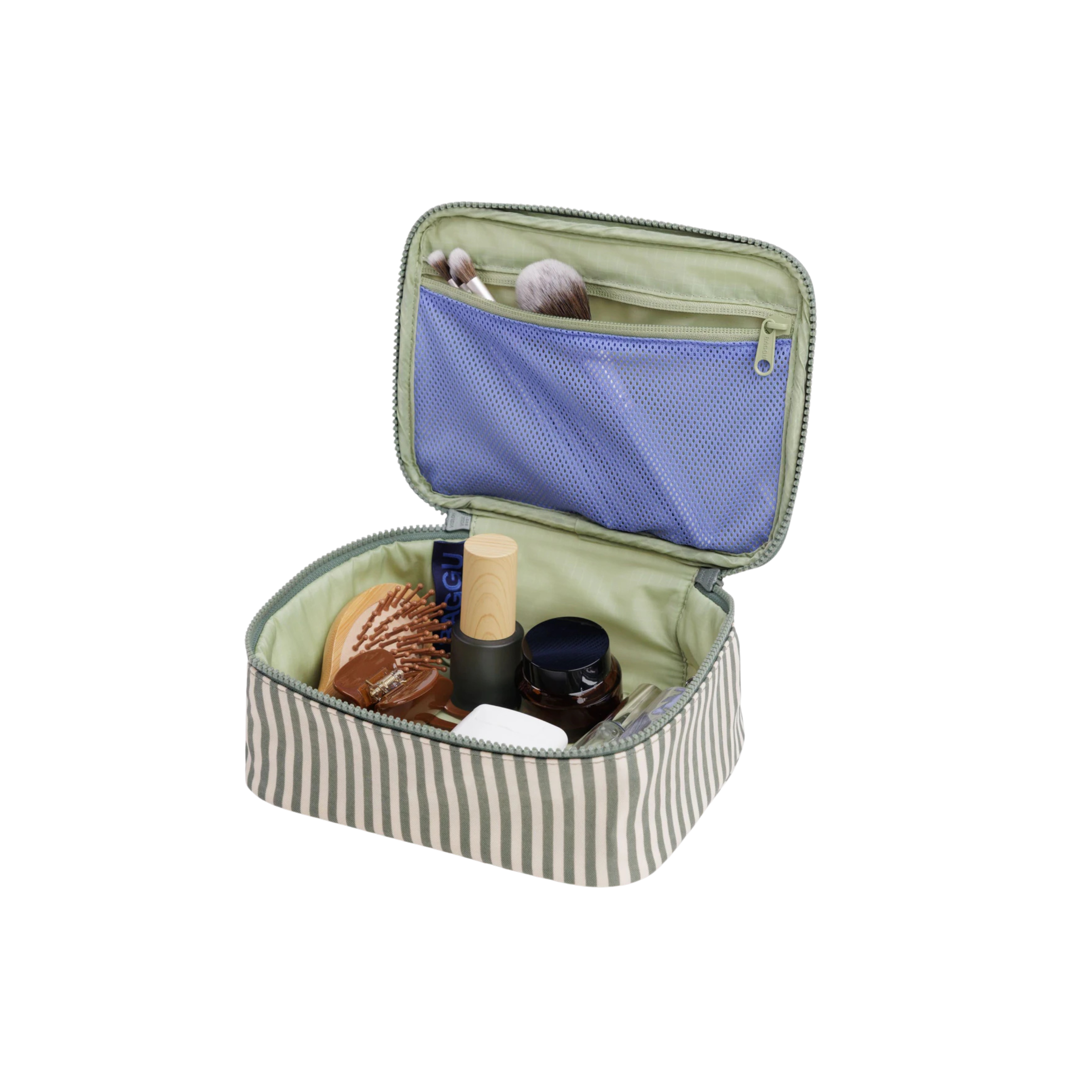 Small Cosmetic Case - Sage Stripe