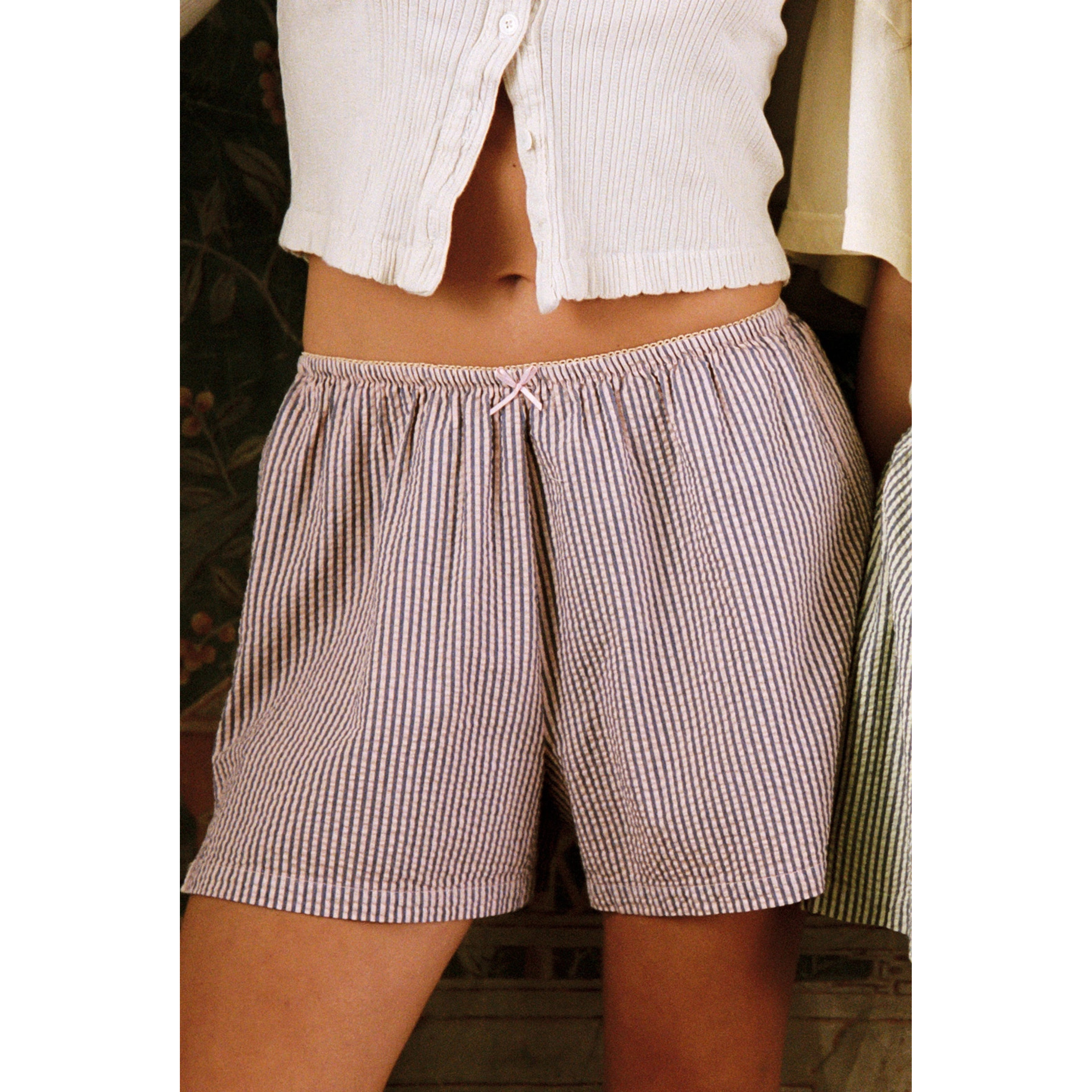 Seersucker Shorts - Rosy Stripe