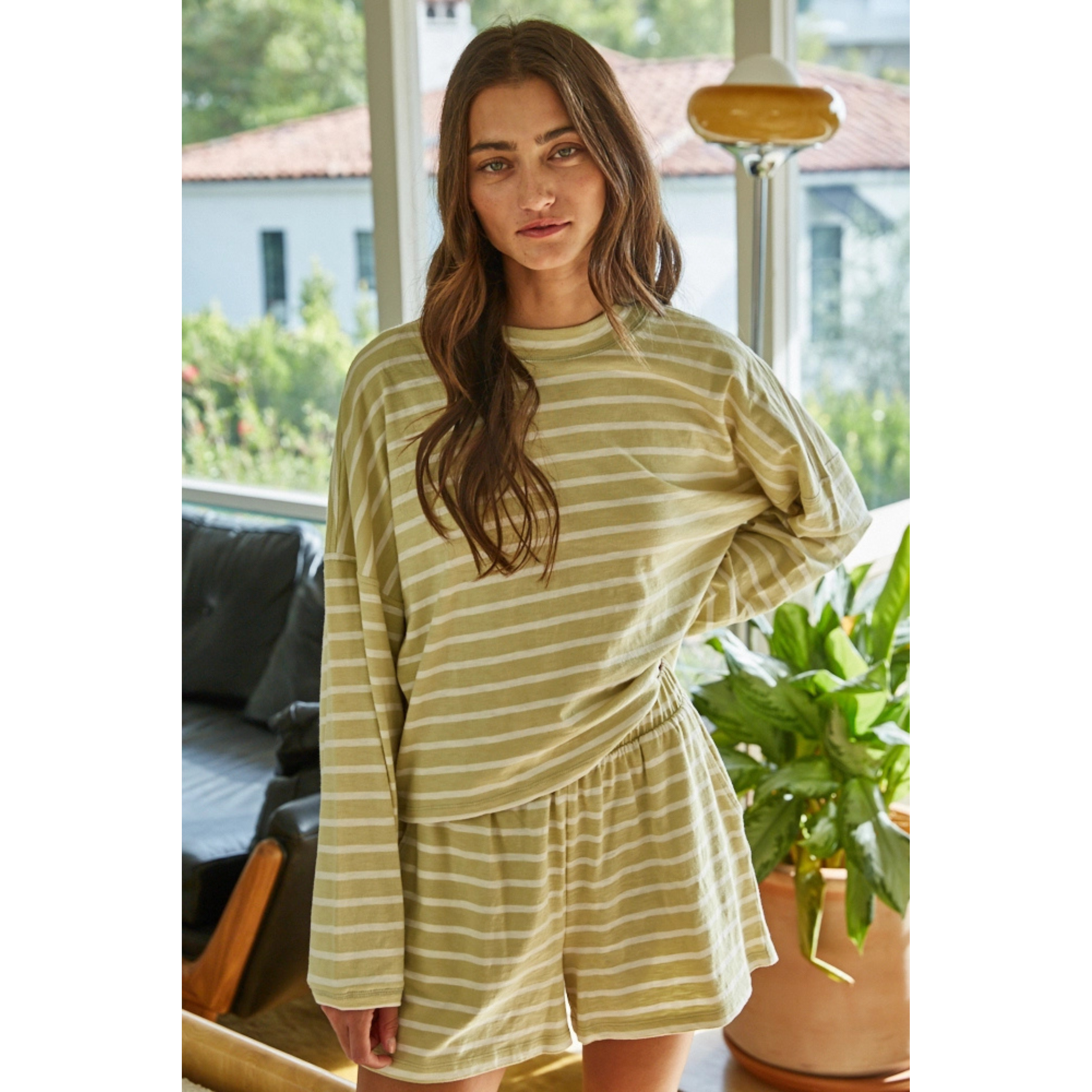 Striped Shorts - Lettuce