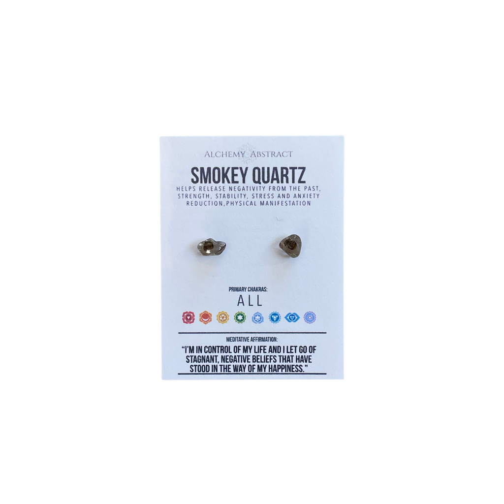 Smokey Quartz Crystal Studs