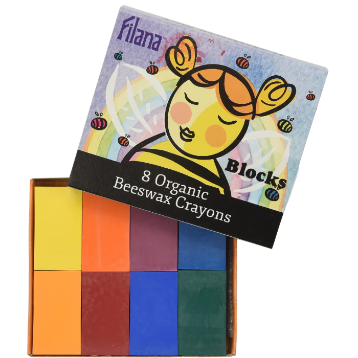 Organic Beeswax Crayons: 8 Rainbow Colors in Block
