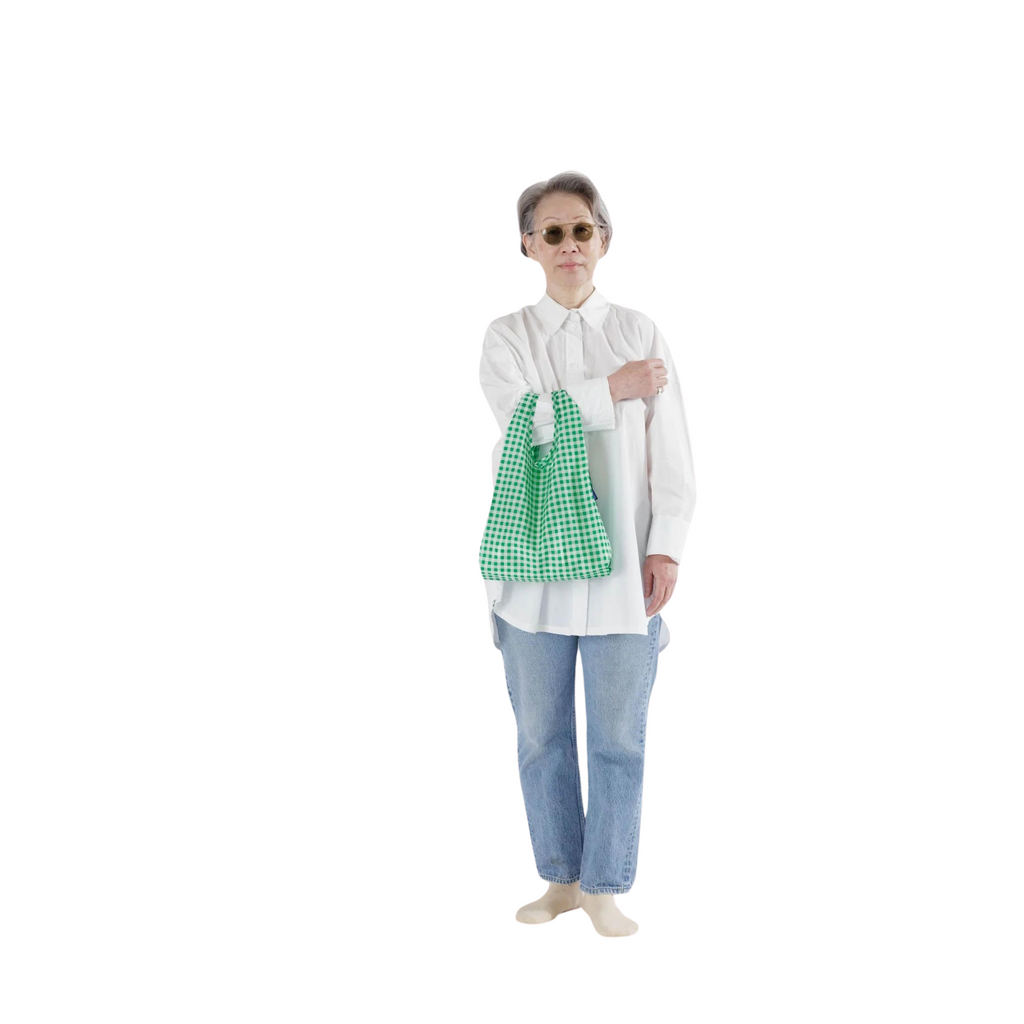 Green Gingham Reusable Tote Bag