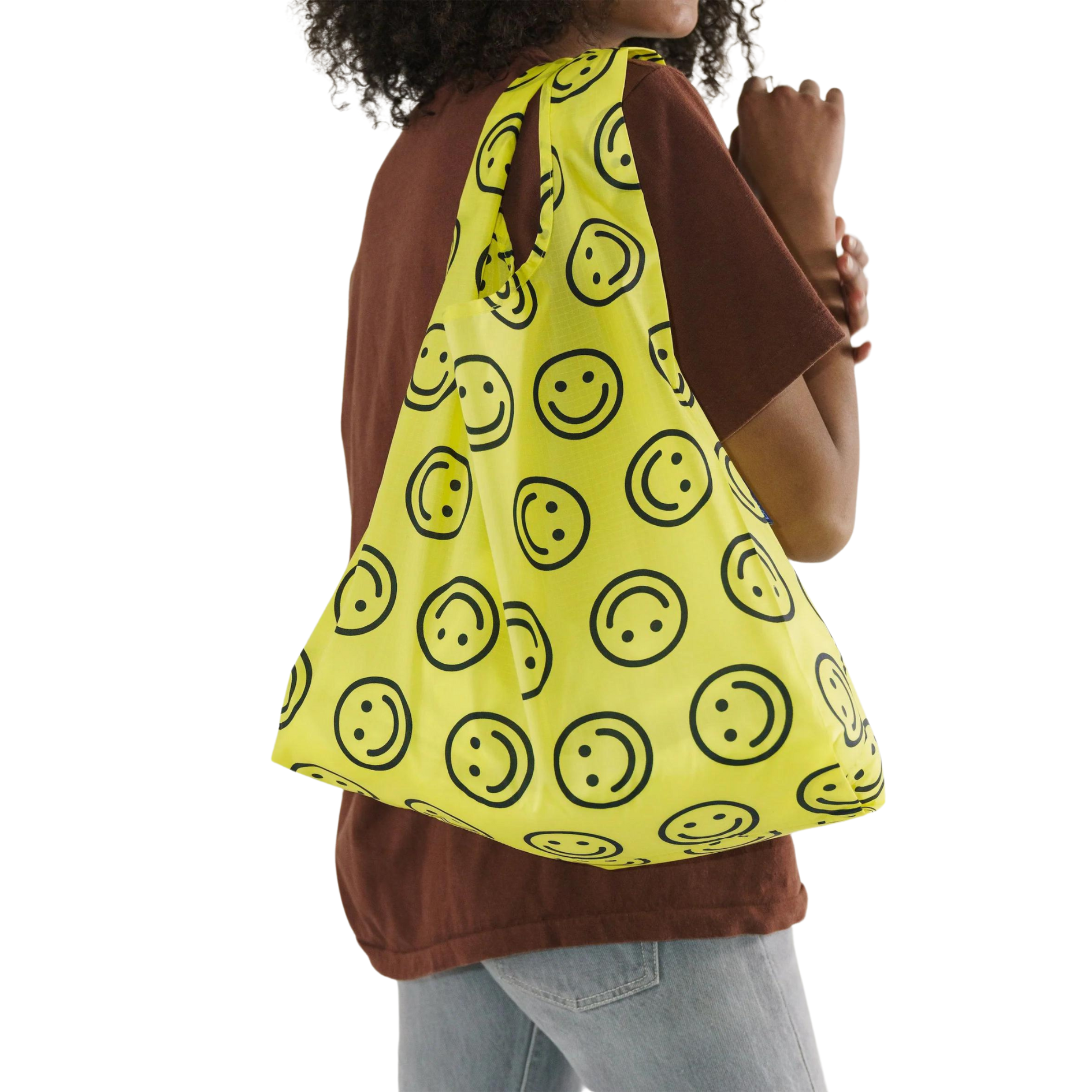 Yellow Happy Face Reusable Tote Bag