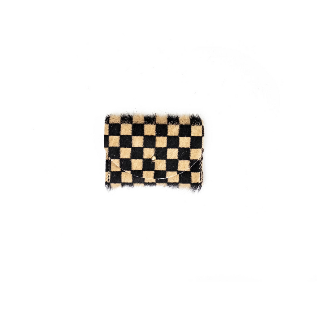 Black + Tan Checkered Cowhide Cardholder