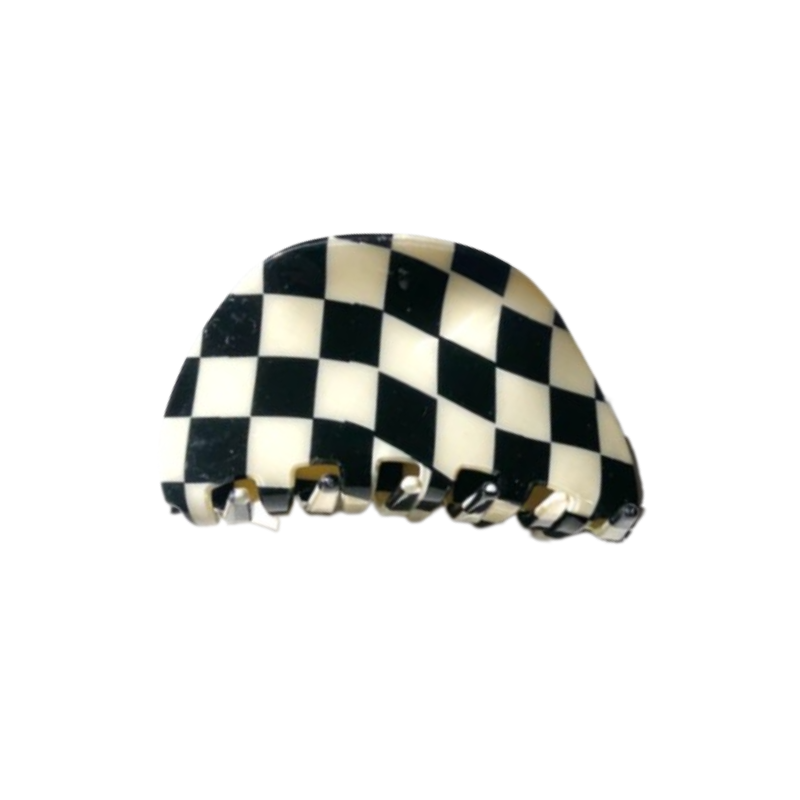 Big Checkered Claw Clip - Black/White