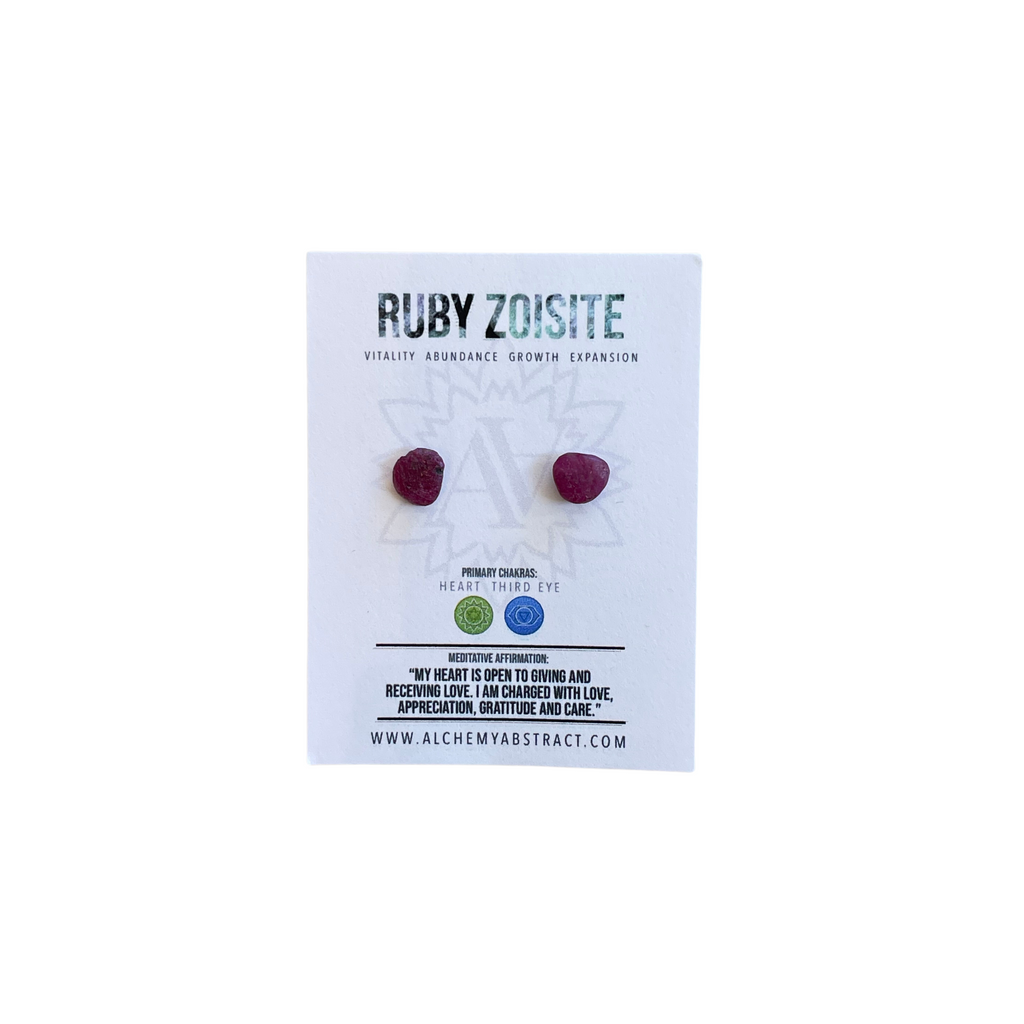 Ruby Zoisite Crystal Studs