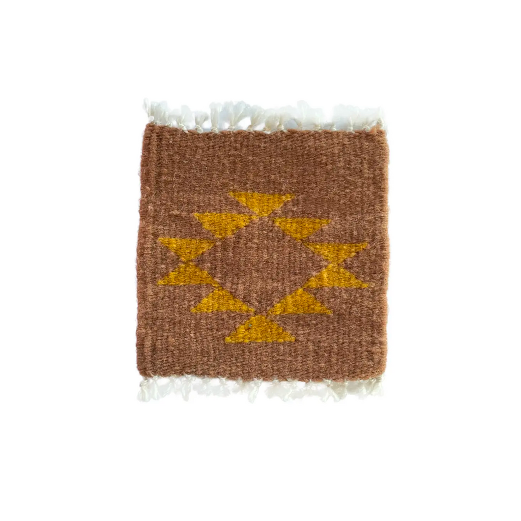 Handwoven Wool Rug Coaster Set - Mexican Sun